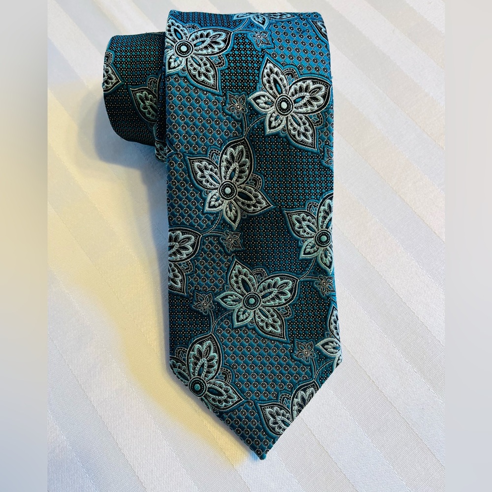 ERMENEGILDO ZEGNA LUXURIOUS WOVEN SILK TIE FLORAL PRINT NEW